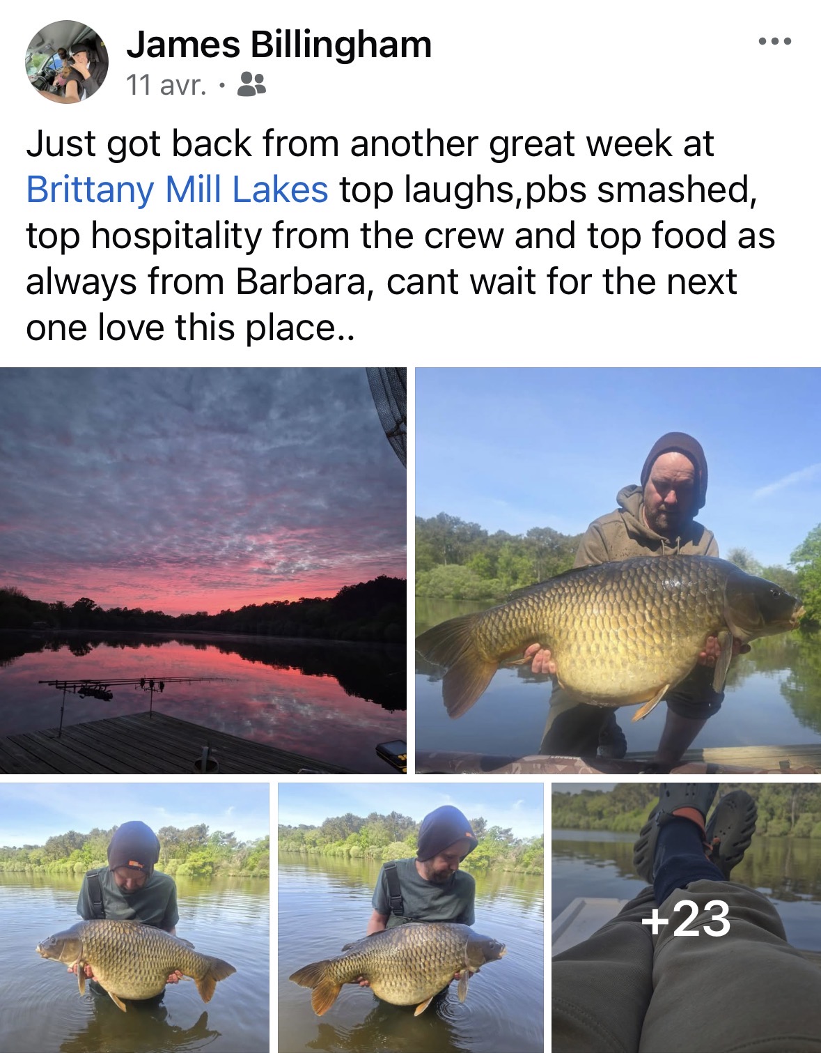 Facebook post by James Billingham