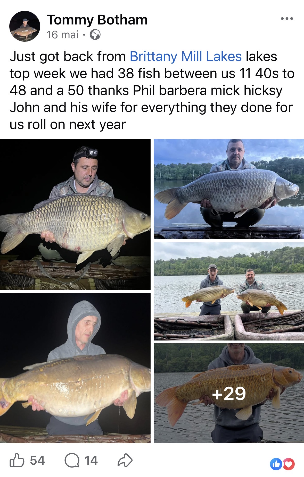 Facebook post by Tommy Botham