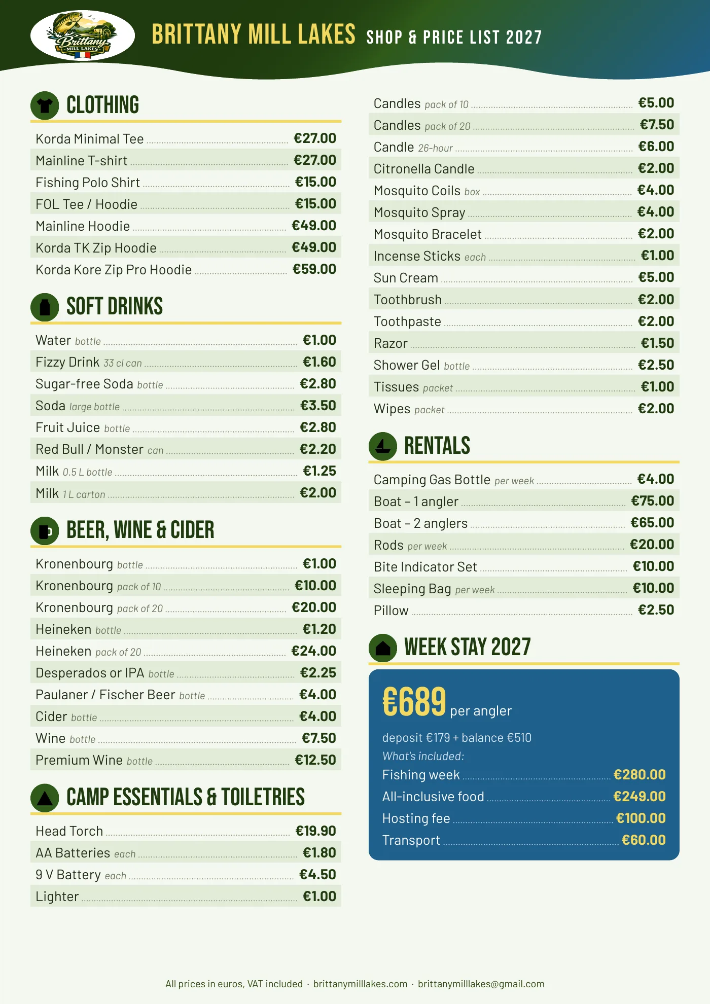 Brittany Mill Lakes shop price list 2027, page 2
